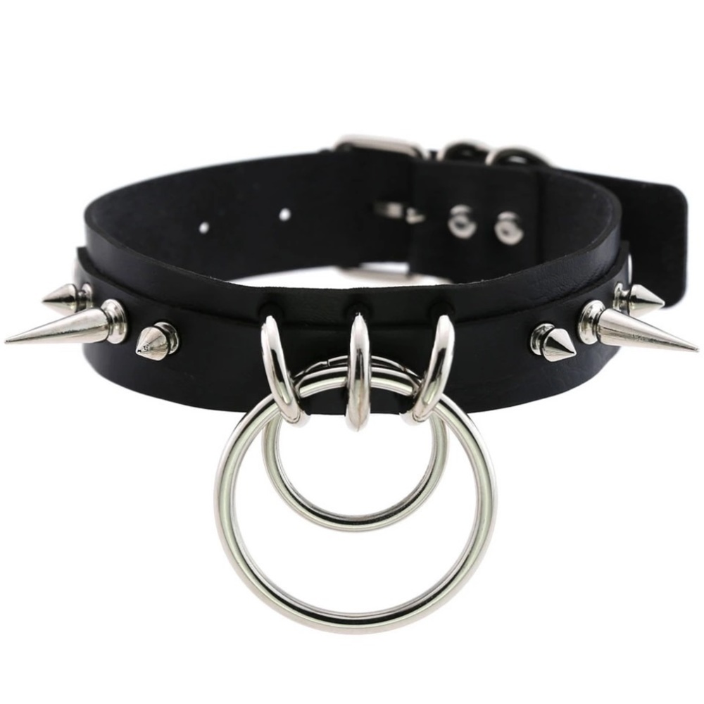 Punk Spike Metal Women Faux Leather Choker